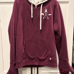 Feejay Burgundy Zip-Up Hoodie with White Logo